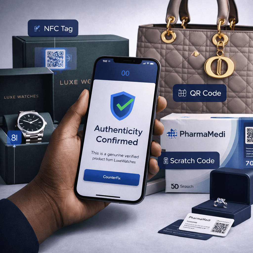 Product verification visual with authenticity confirmation status